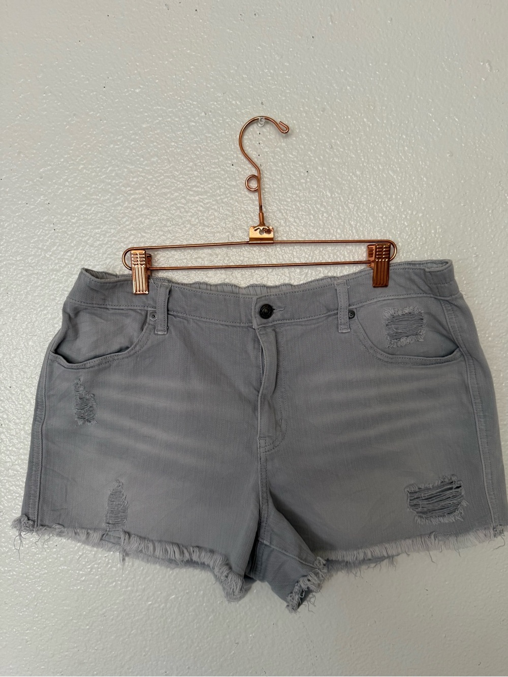 aerie Gray Distressed Denim Jean Shorts Women’s Size L